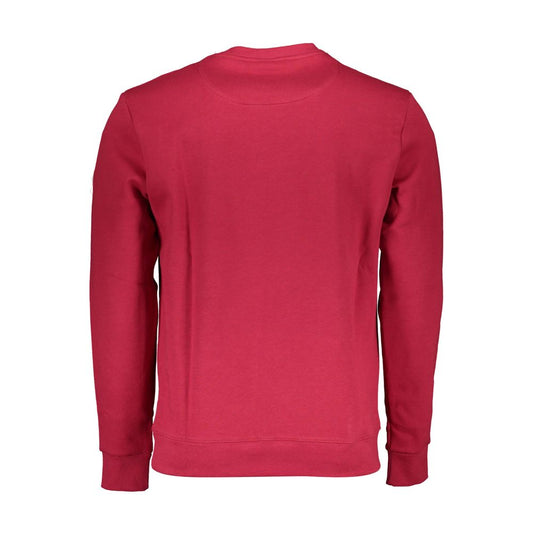 North Sails Red Cotton Men Sweater, back view showcasing crew neck and long sleeves, iconic logo style.