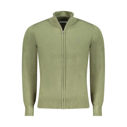 North Sails Verde Acrylic Men Cardigan in olive green with zip closure and distinctive logo embroidery.