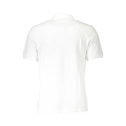 Back view of North Sails White Cotton Men Polo Shirt showcasing classic design and short sleeves.