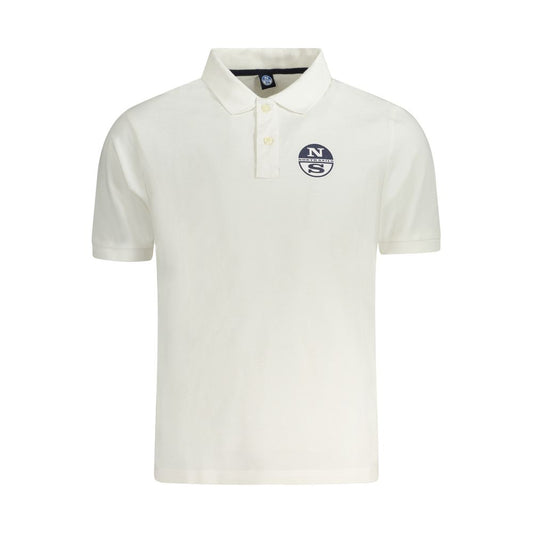 North Sails White Cotton Men Polo with logo, embracing maritime style.