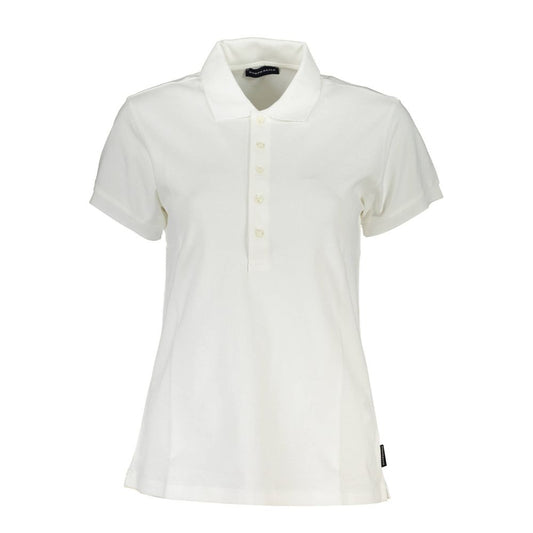 Alt Tag: North Sails White Cotton Women Polo Shirt with short sleeves and brand logo, crafted in organic cotton for a chic casual look.