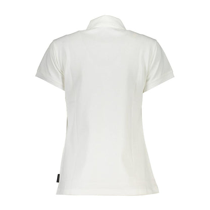 Back view of North Sails White Cotton Women Polo Shirt in organic cotton with short sleeves and brand logo detail.