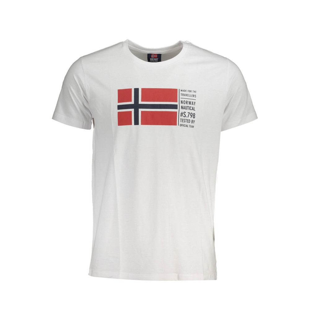Norway 1963 Bianco Cotton Men T-Shirt with Norwegian flag design, ideal for a stylish sportswear look.