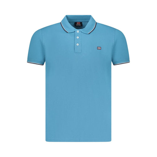 Norway 1963 Blue Cotton Men Polo Shirt with logo and contrasting details