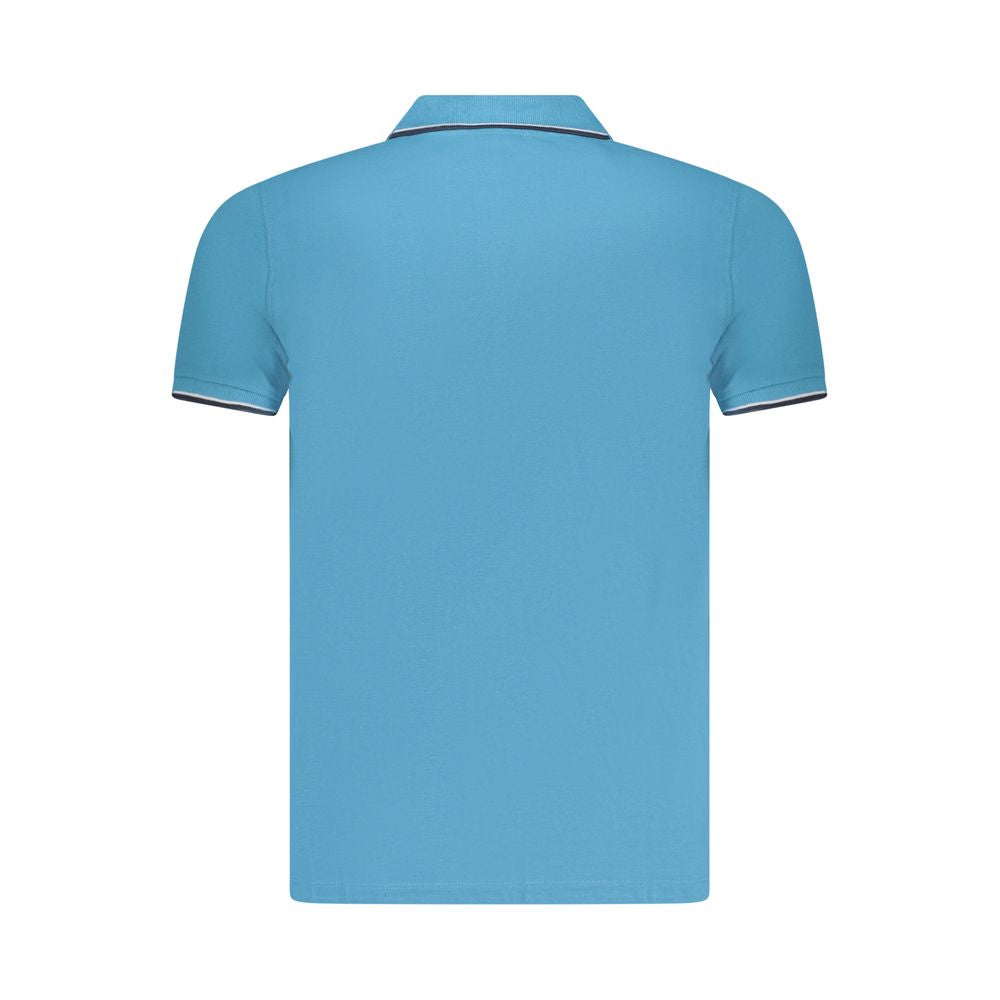 Norway 1963 Blue Cotton Men Polo Shirt back view with short sleeves and classic collar.