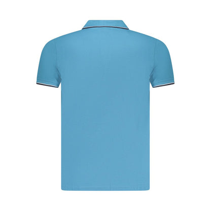 Norway 1963 Blue Cotton Men Polo Shirt back view with short sleeves and classic collar.