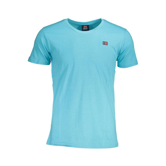 Norway 1963 Blue Cotton Men T-Shirt with crew neck and bold logo print on display.