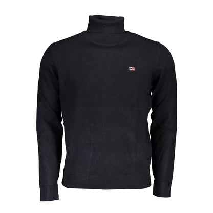 Norway 1963 Blue Fabric Sweater with long sleeves and turtleneck, featuring embroidery and logo.
