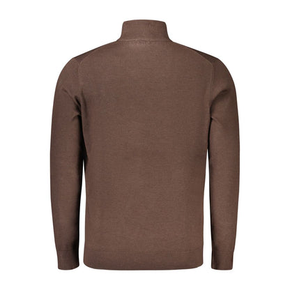 Norway 1963 Brown Polyamide Men Sweater with long sleeves and high neck, showcasing chic sophistication and embroidery detailing.