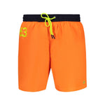 Norway 1963 Orange Polyamide Swimwear with elastic waist, laces, and pockets, featuring contrasting details and logo.