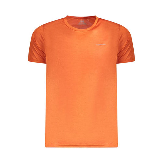 Alt Tag: Norway 1963 Orange Polyester Men T-Shirt with lightweight, eco-conscious design, made of 100% recycled polyester, crew neck style.