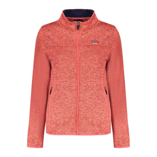 Norway 1963 Pink Polyester Women Sweater with zipper pockets and embroidery