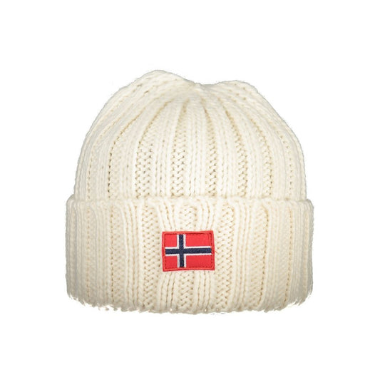 Norway 1963 White Marabou Men Cap featuring marabou texture with a bold logo, exuding timeless Scandinavian fashion and sophistication.