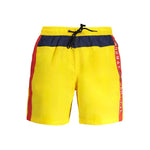 Norway 1963 Yellow Polyester Swimwear with elastic waist, contrast details, 2 pockets, 1 back pocket, and printed logo.
