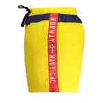 Norway 1963 Yellow Polyester Swimwear with elastic waist, contrast details, and pockets.