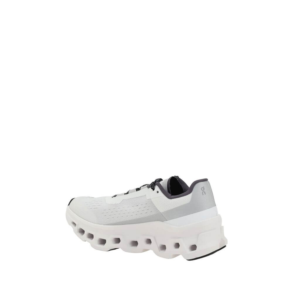 ON White Polyester Athletic Sneakers with lace-up closure and reinforced sole.