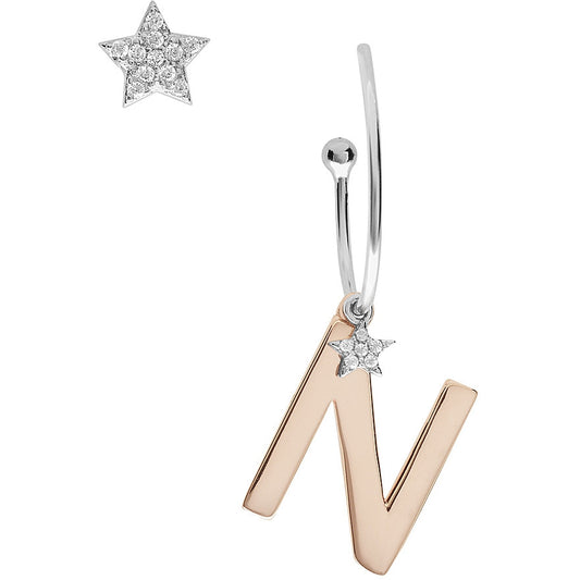 ORECCHINI COMETE MOD. ORA161 with star and letter design in gold and silver tones