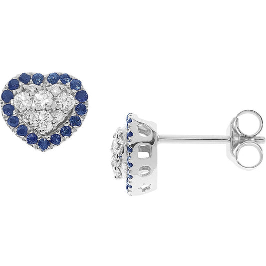 Elegant heart-shaped ORECCHINI COMETE MOD. ORB1034 with blue and white stones, perfect for adding a touch of luxury to any outfit.