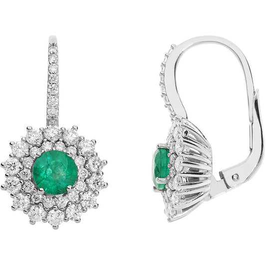 ORECCHINI COMETE MOD. ORB947 silver and emerald earrings with diamond accents