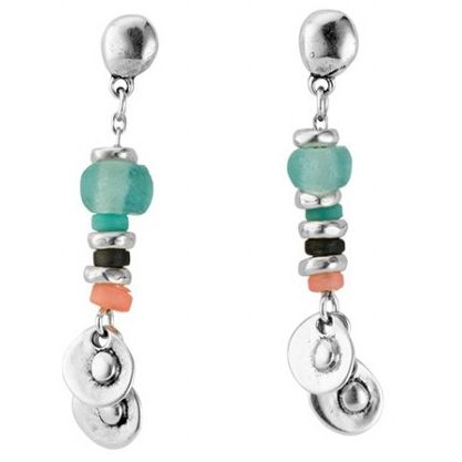 ORECCHINI UNO DE 50 MOD. UD_PEN0581MCLMTL0U - Colorful dangling earrings with silver elements and beads.