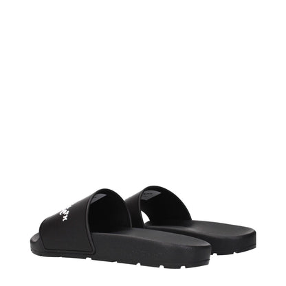 Off-White Black Cotton Slippers with front logo, MPN OWIU001MAT0011001, code F84957, black rubber clogs and slippers.