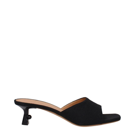 Off-White Black Linen Flat Sandals