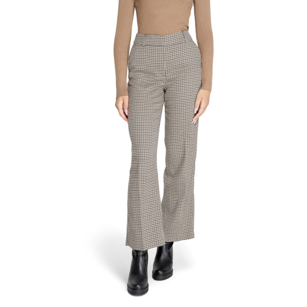 Only Beige Polyester Pant for women, Fall/Winter collection, made of 64% polyester, 34% viscose, 2% elastane, stylish and comfortable wear.