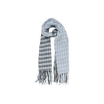 Only Blue Recycled Polyester Scarf with checkered design, perfect eco-friendly accessory for all seasons.