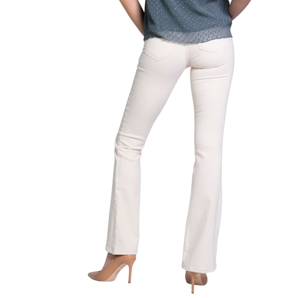 Back view of Only Cream Cotton Bootcut Jean showcasing flared fit and comfortable stretch.