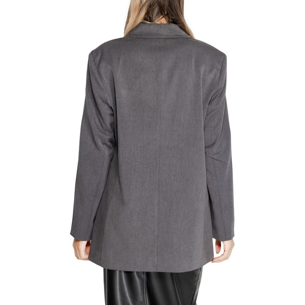 Back view of Only Gray Recycled Polyester Blazer for women, part of the Fall/Winter collection.