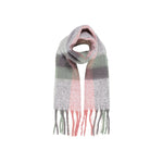 Only Gray Recycled Polyester Scarf with checkered design, made from 50% recycled polyester and 50% polyester, stylish and sustainable accessory.