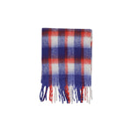 Only Purple Polyester Scarf with checkered design and fringes, made of recycled materials, offering style and warmth for women.