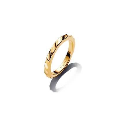 PANDORA JEWELRY Mod. 163885C00-56 elegant gold ring featuring a twisted design
