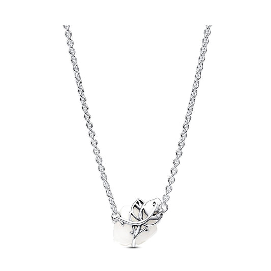 PANDORA JEWELRY Mod. 393206C01-45 silver necklace featuring a delicate rose pendant on a fine chain