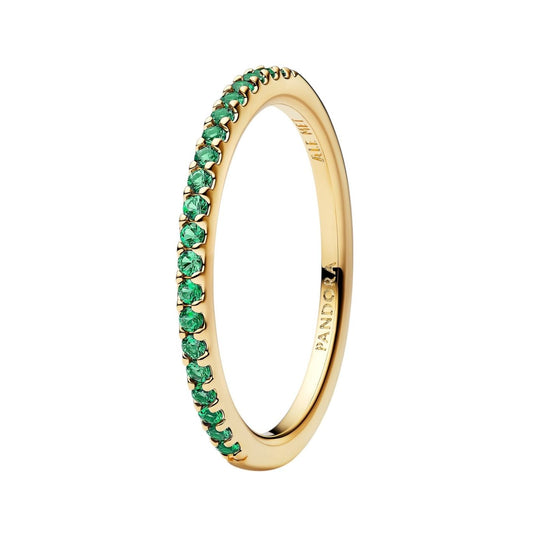 PANDORA JEWELRY Mod. SPARKLING GREEN HALF-ETERNITY BAND RING - SIZE 56