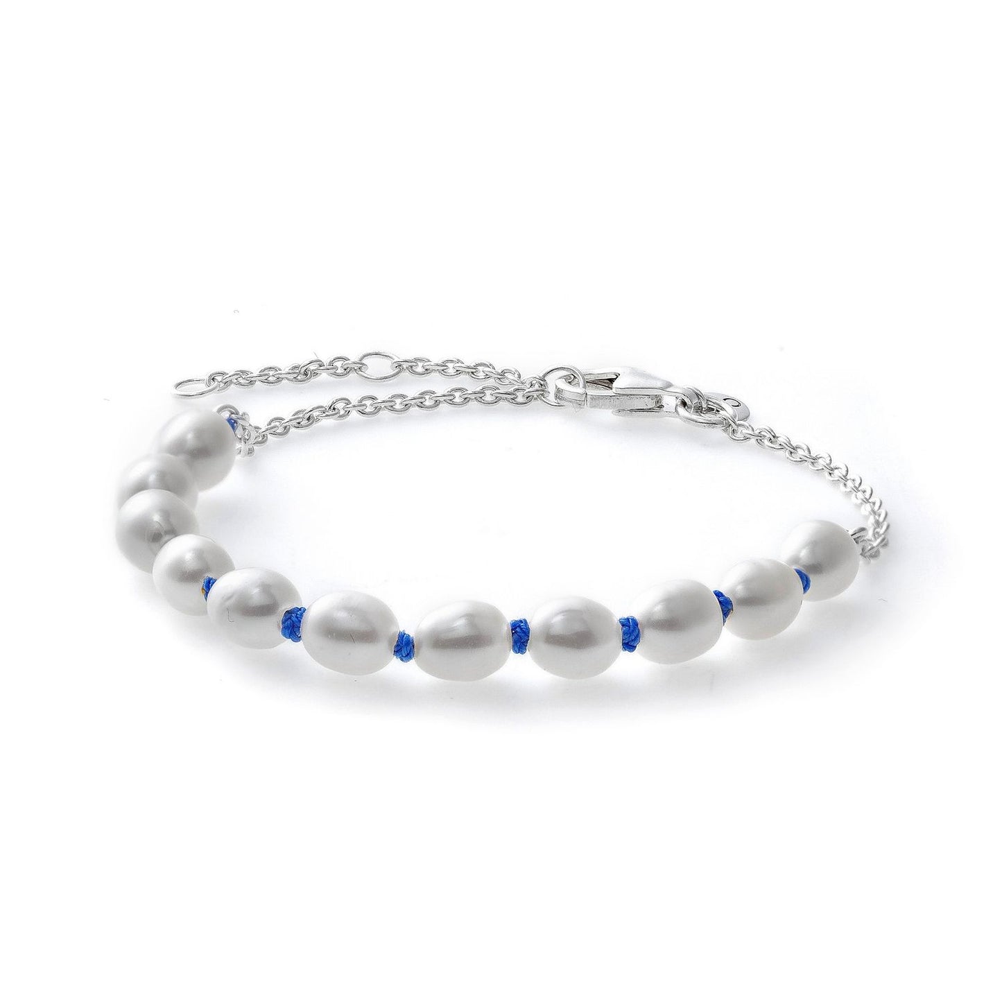 PANDORA JEWELS Mod. TREATED FRESHWATER CULTURED PEARL BLUE CORD - Size 18