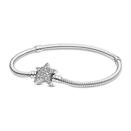 PANDORA Mod. MOMENTS ASYMMETRIC STAR CLASP SNAKE CHAIN BRACELET