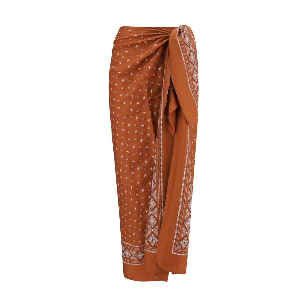 PINKO Bandana pattern pareo Skirt with knotted front closure in a vibrant summer style.
