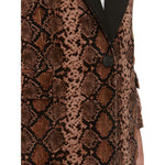 PINKO Brown Cotton Women Blazer with python print, featuring peak lapels and single-button closure, showcasing fashion-forward design.