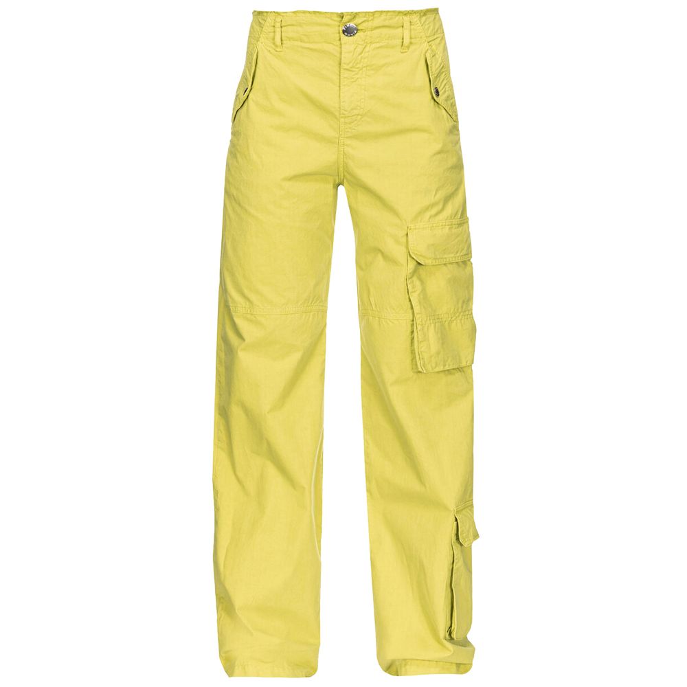 PINKO Green Cotton Women Cargo Pant with utility pockets, modern design, and regular waist for a chic, stylish look.
