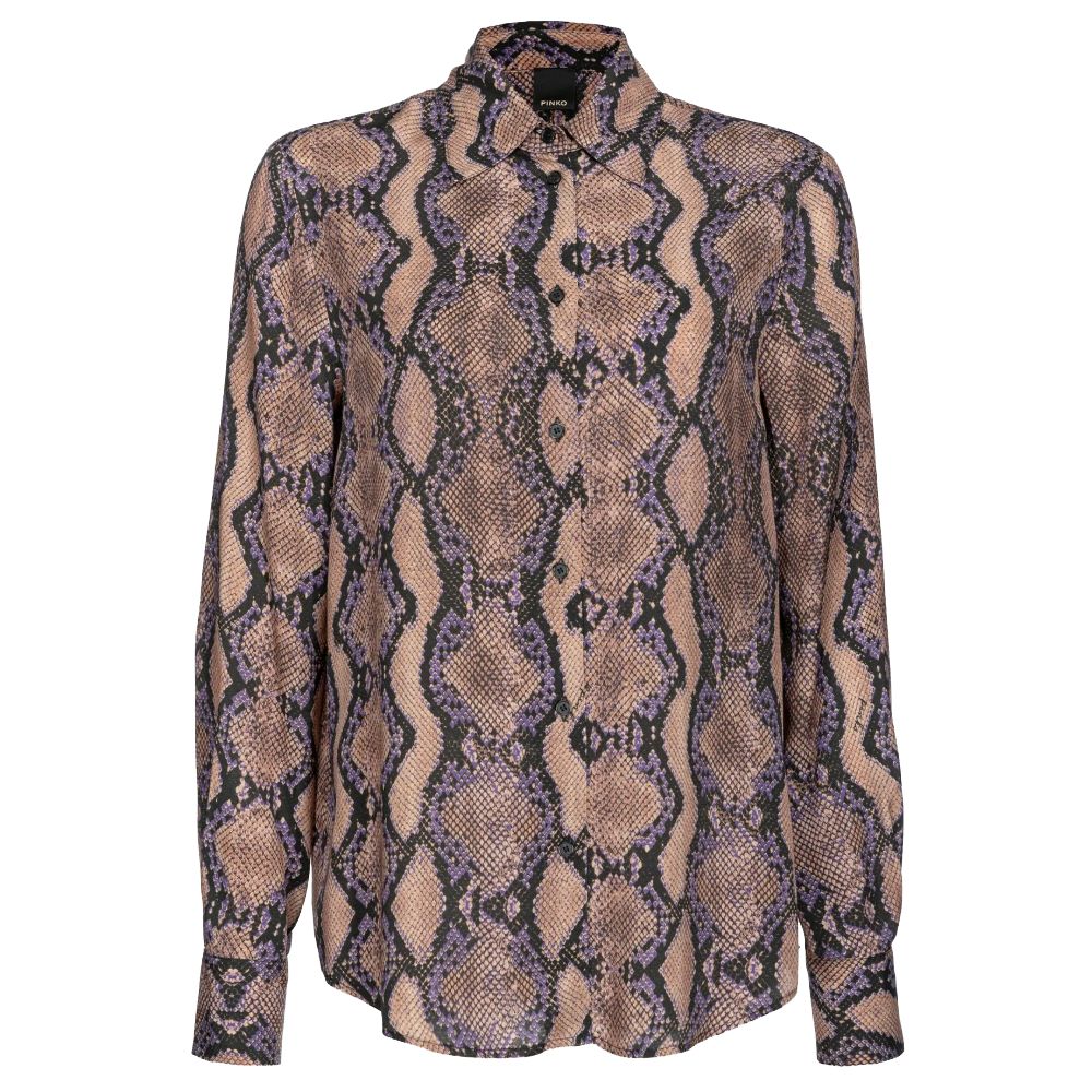 PINKO Multicolor Viscose Shirt with snake animal print, button closure, and classic collar design.