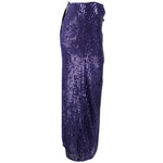 PINKO Purple Polyester Skirt with sequin appliqué, bow at front, and side zip closure.