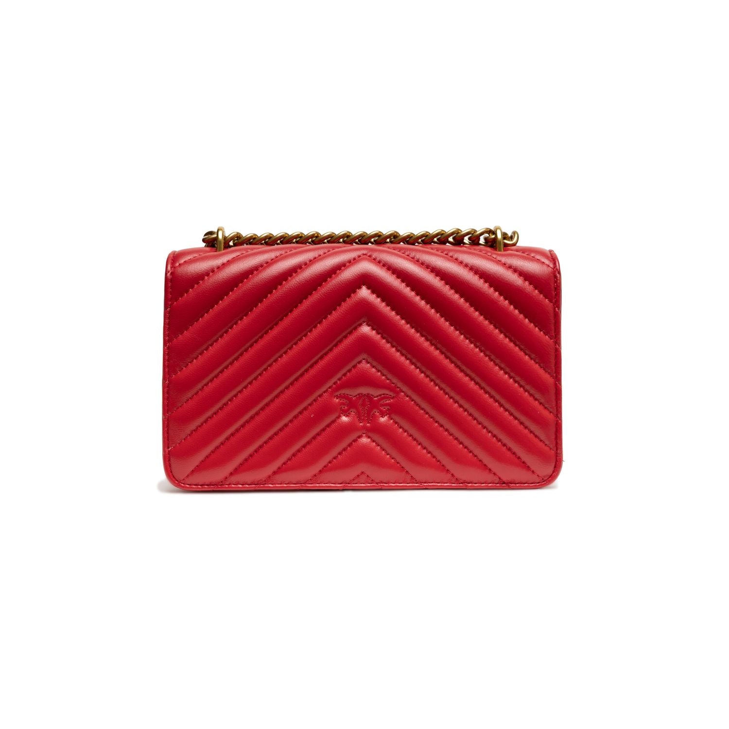PINKO Red Leather Love One Mini Shoulder Bag