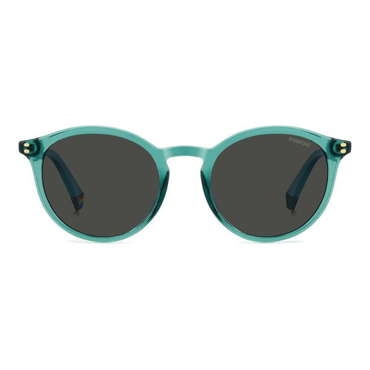 POLAROID MOD. PLD 6233_S unisex sunglasses in polycarbonate with round green frames and dark lenses