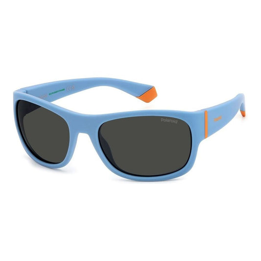 Unisex sunglasses POLAROID MOD. PLD 8064_S with blue frame and dark lenses.