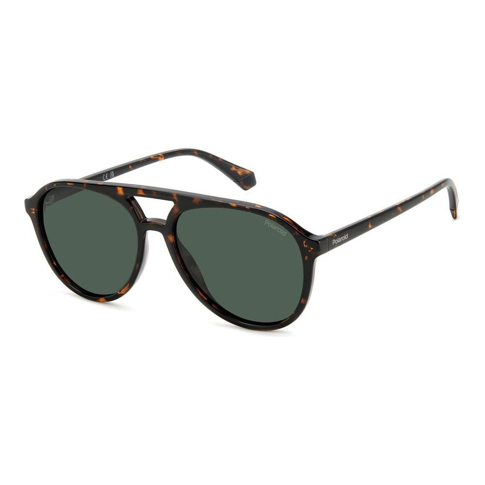 POLAROID MOD. PLD 4162_S unisex polycarbonate sunglasses with tortoise shell frame and green lenses.