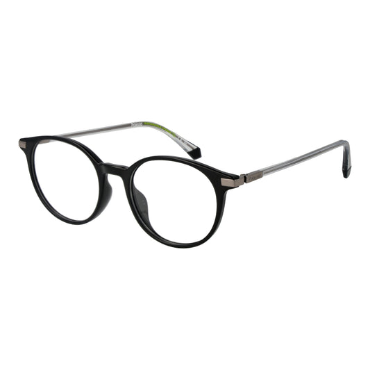 Unisex glasses POLAROID MOD. PLD D461_G 50807 with round black frames and silver temples.