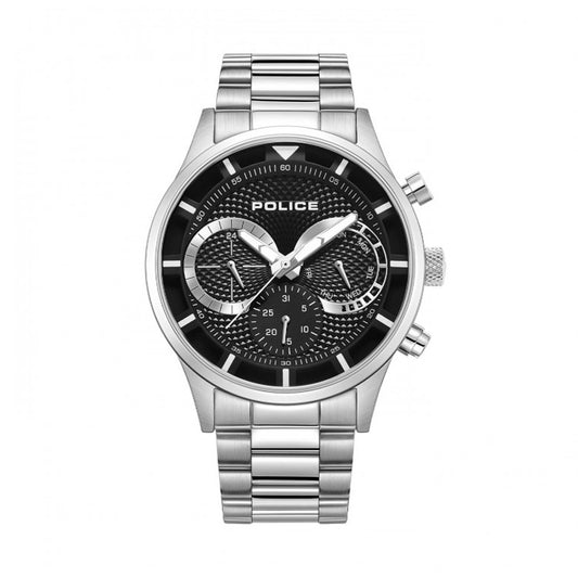 POLICE WATCHES Mod. PEWGK0040303M silver chronograph with black dial and stainless steel bracelet