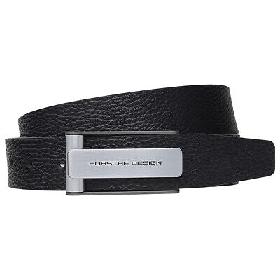 PORSCHE PELLETTERIA MOD. 5044-001 black leather belt with silver buckle