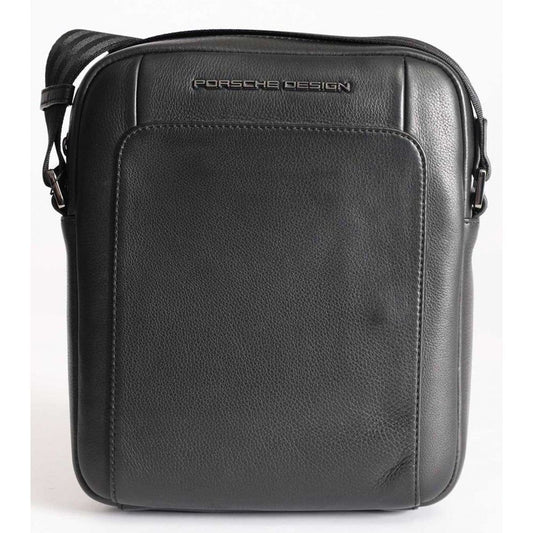 PORSCHE PELLETTERIA MOD. OLE01510-001 black leather bag front view